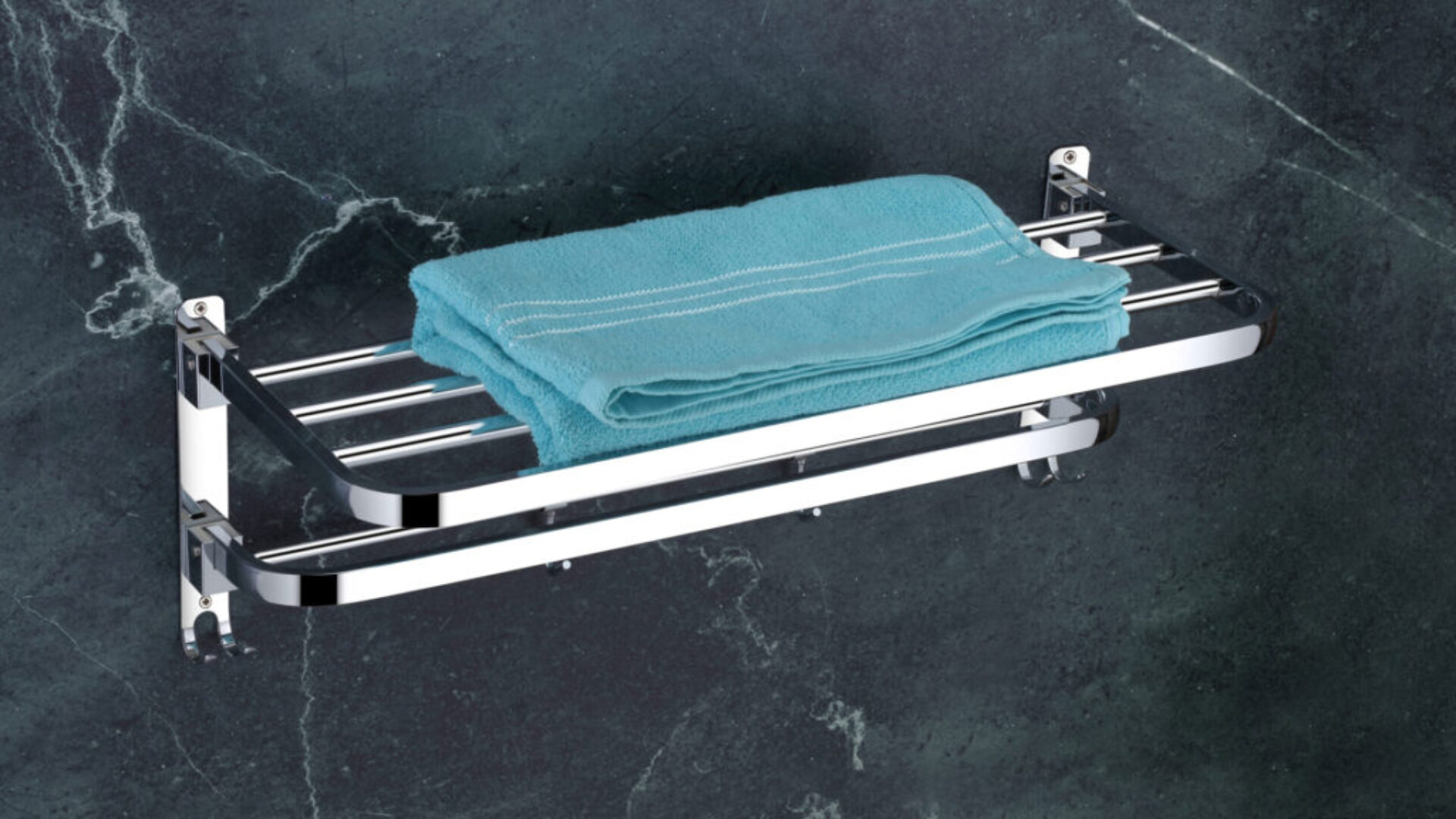 Stainless Steel Folding Rack with Towel Rod - 01